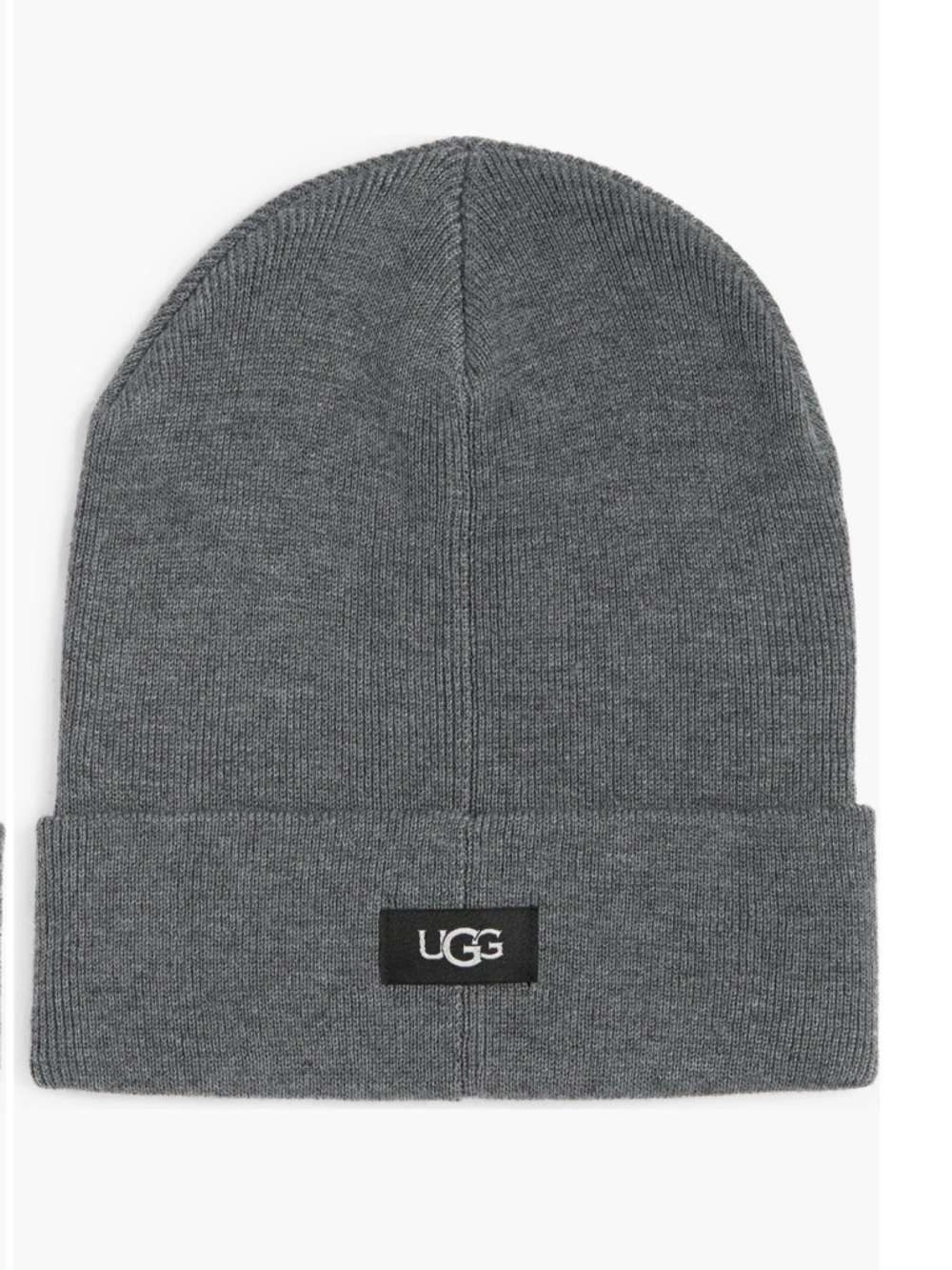 UGG Logo Knit Cuff Beanie Charcoal Gray Winter Hat Unisex NWT